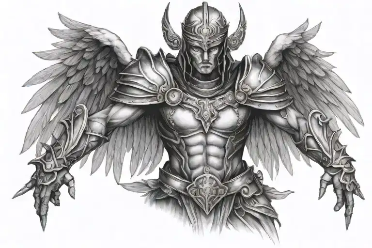 Warrior Archangel tattoo design idea