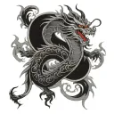 japanese dragon coiled tattoo design idea