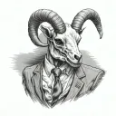 goat skull wearing suit tattoo design idea