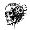 gearhead skull with squarecut gears incorporated tattoo design idea