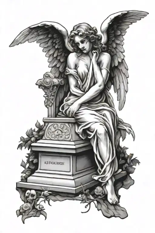 Angel`s grave tattoo design idea