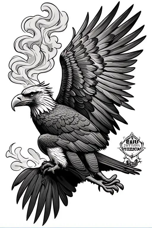 Mexican American eagle, bbq smoke, Texas, cattle ranch tattoo design idea