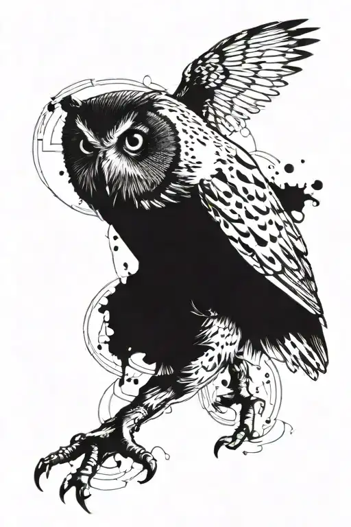 owl incorporated into semicolon inside tattoo design idea