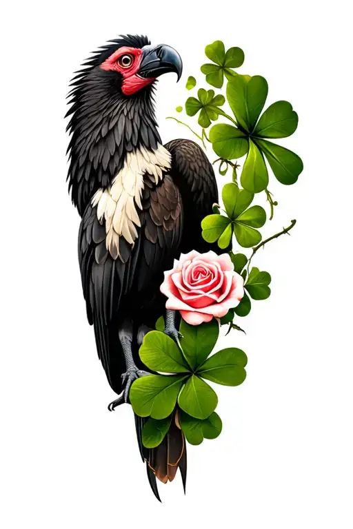 Bayahibe Rose, the shamrock, USA stars and Andean condor on full right leg sleeve tattoo design idea
