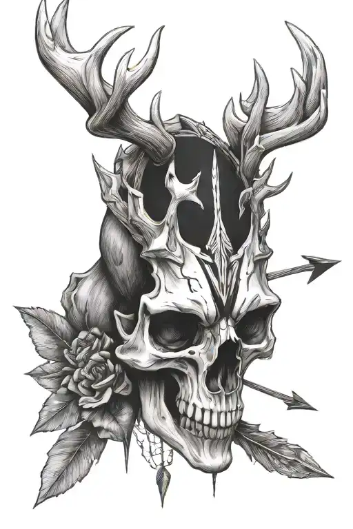 Deer Skull With Arrow tattoo design idea