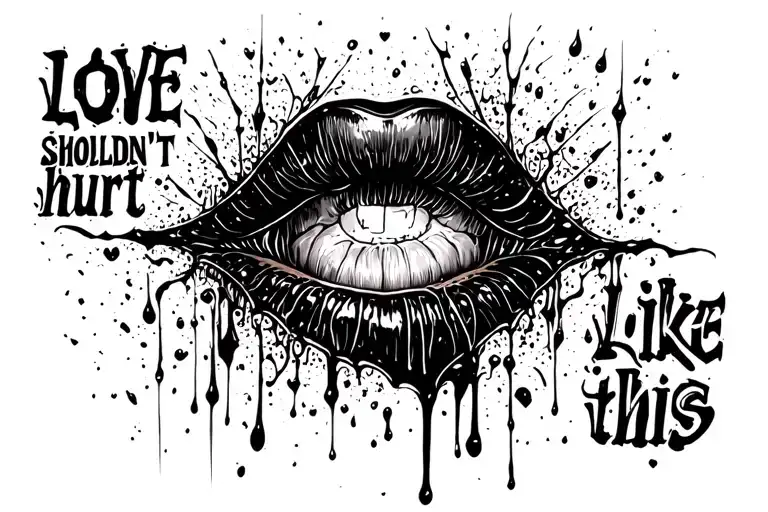 "Love shouldn’t hurt like this" blood tattoo design idea