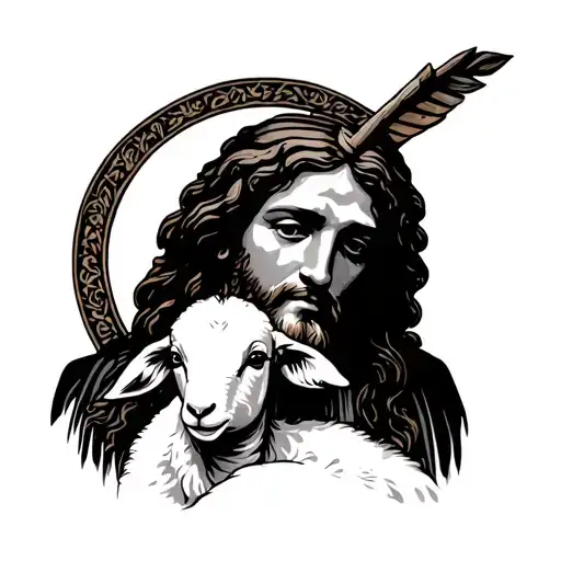 jesus and a lamb tattoo design idea