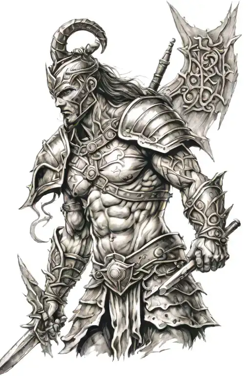 Create a tatoo with writting : "Warrior of the God" tattoo design idea