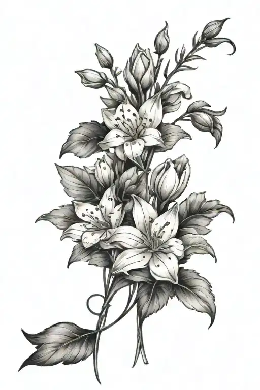 January birth flower two June birth flower may birthflower bouquet with stems tied with a bow tattoo design idea