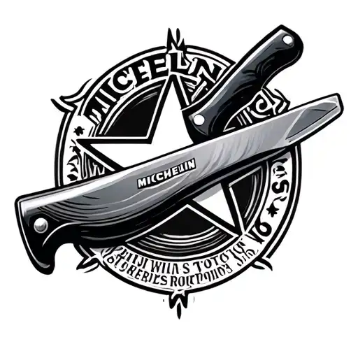 michelin star logo on chef's knife handle tattoo design idea