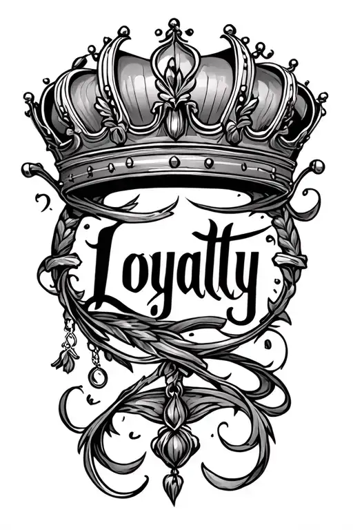 I a tattoo on the side of the forearm and in a cursive font I want it to say “Loyalty” with a crown hanging off the tattoo design idea