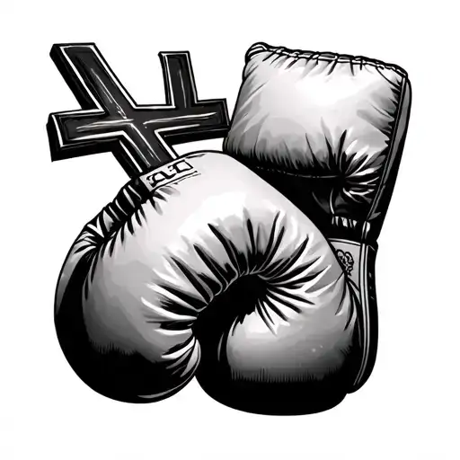 something including cross and boxing gloves inspired by following lyrics: I'll bring my hard-fought, heartfeltBeen-thro tattoo design idea