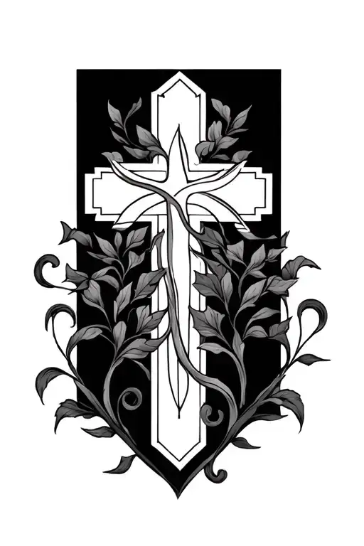 vines with minimalist cross tattoo design tattoo design idea