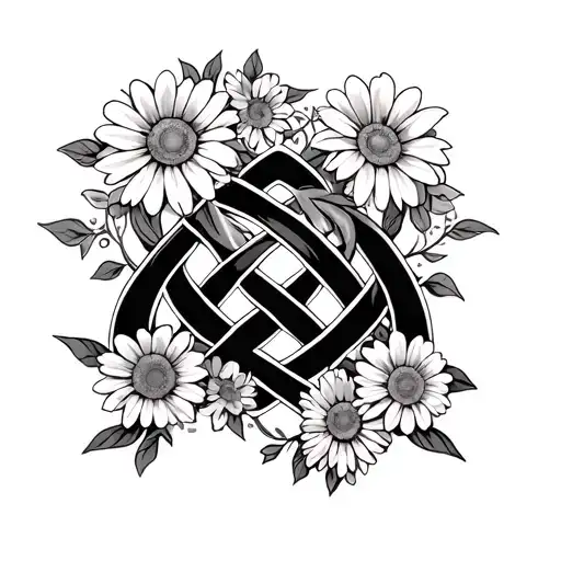father daughter celtic knot vines and daisys tattoo design idea