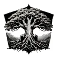 tree of live half alive half dead tattoo design idea