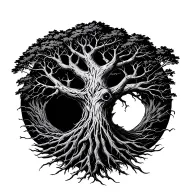 tree of live half alive half dead tattoo design idea