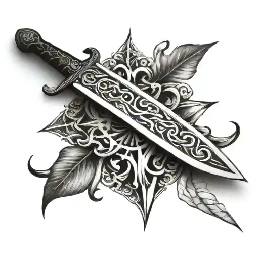 elven knife tattoo design idea