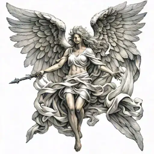 seraphim angel falling tattoo design idea