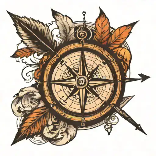 compass with arrow tattoo design idea