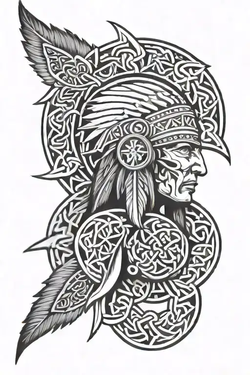 native American and Celtic knotwork design incorporating tattoo design idea