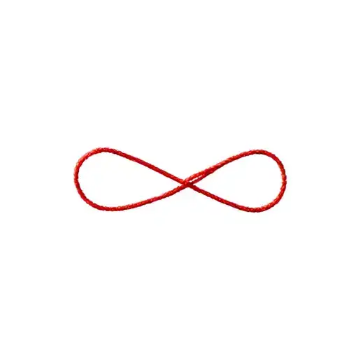 I want a tattoo on my ring finger with a thin red string forming an infinity symbol in the middle. Inside the loops of t tattoo design idea