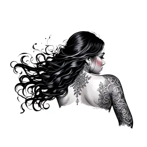 low back lady tattoo design idea