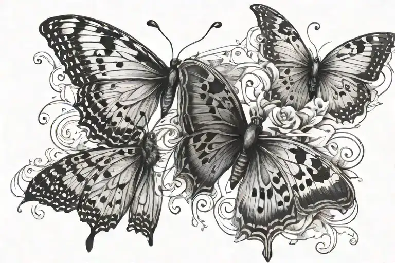 Unforgettable with two butterflies on each side tattoo design idea