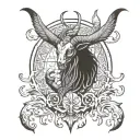 Baphomet inspired creature with Japanese tattoo design idea