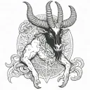 Baphomet inspired creature with Japanese tattoo design idea