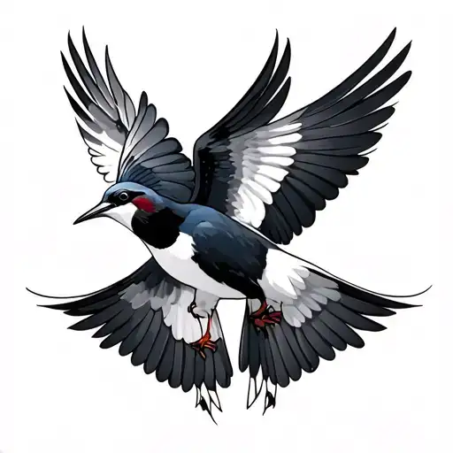 Swallow in flight side by side with straightened wings tattoo design idea