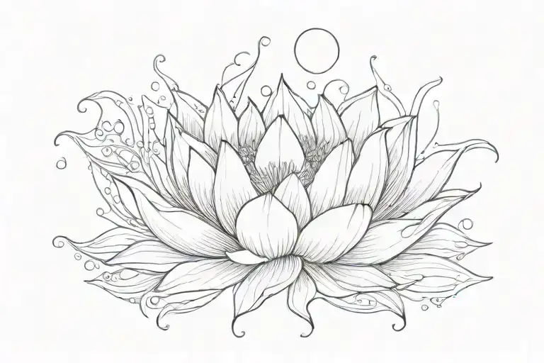 A lotus with a half moon and write peace with it tattoo design idea