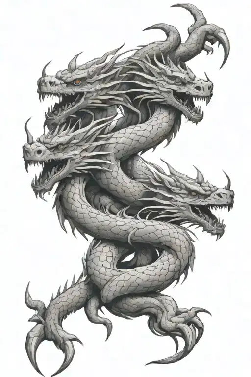 3 headed hydra dragon tattoo design idea