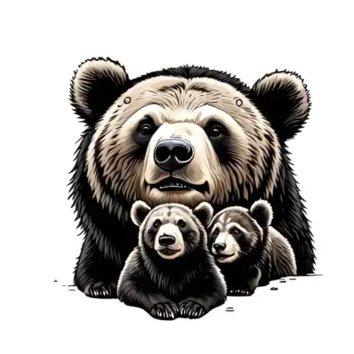 Papa Bear And Cubs tattoo design idea
