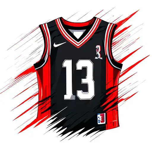 black and red basketball jersey with the number 13 tattoo design idea