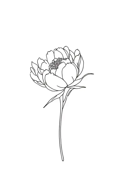 fine line peonie tattoo design idea