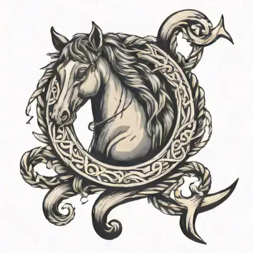 horse shoe horse rope spurs   tattoo design idea