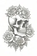 skull end roses  tattoo design idea