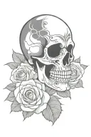 skull end roses  tattoo design idea