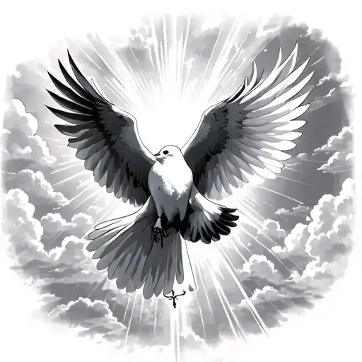 holy light coming from the heavens with doves in the sky tattoo design idea