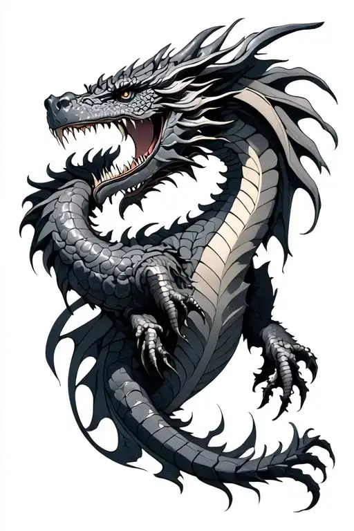 mechanical dragon wrapped tattoo design idea