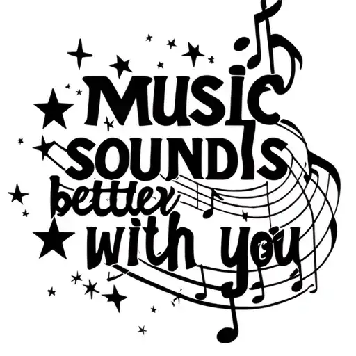 " music sounds better with you" stars musical notes intertwined tattoo design idea