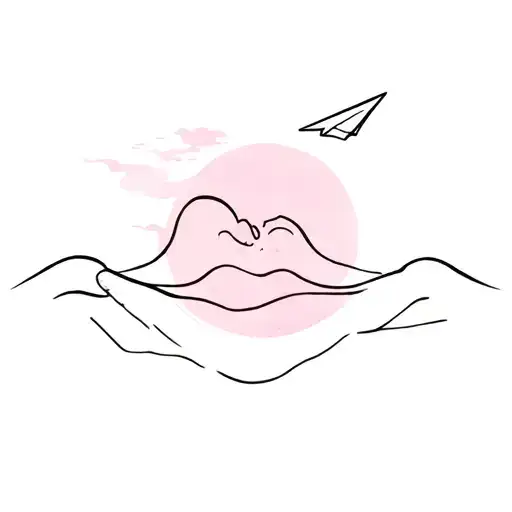 wave, paper plane and pinky promise tattoo tattoo design idea