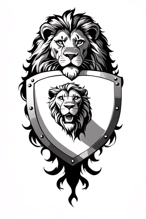 lion and sheild  tattoo design idea