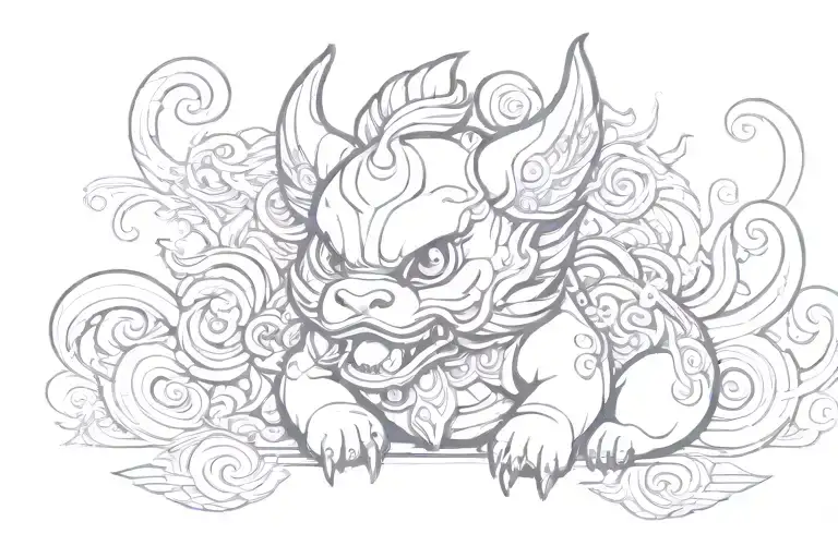 cute Pixiu with open mouth tattoo design idea