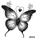 i want a hand tattoo with - Small bow - A initial with small heart and tiny sparkles - 222 - baby butterfly outline tattoo design idea