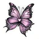 i want a hand tattoo with - Small bow - A initial with small heart and tiny sparkles - 222 - baby butterfly outline tattoo design idea