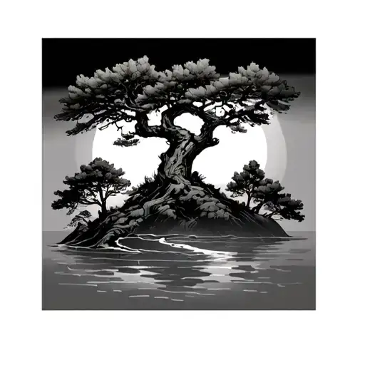 cypress tree, herring tattoo design idea