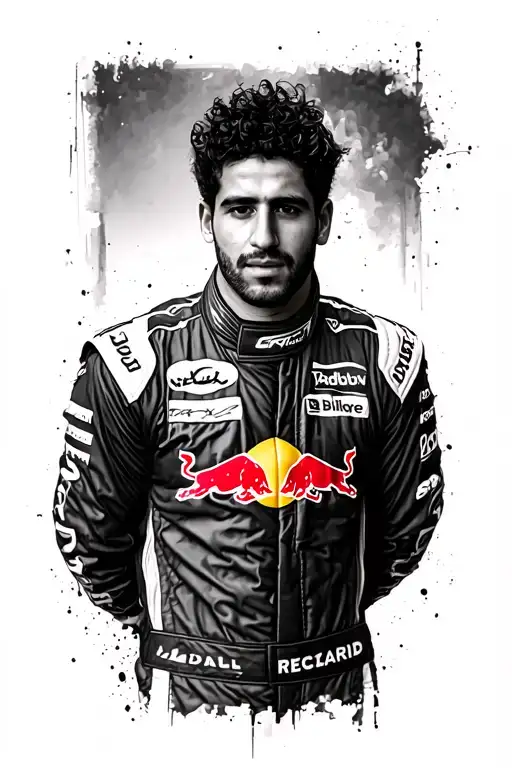 daniel ricciardo wearing redbull f1 race suit tattoo design idea
