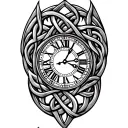 Celtic trinity knot clock face tattoo design idea