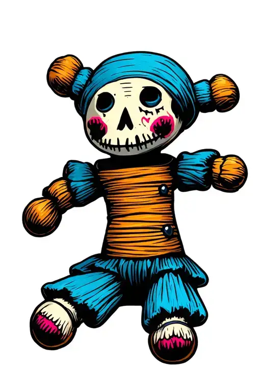 cloth voodoo doll with realism texture tattoo design idea
